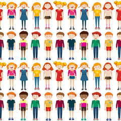 Naklejka premium Seamless background with boys and girls
