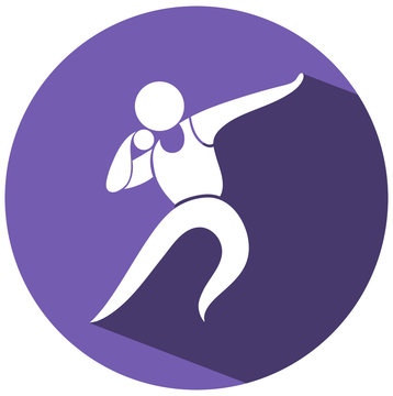 Sport icon for shotput on round badge