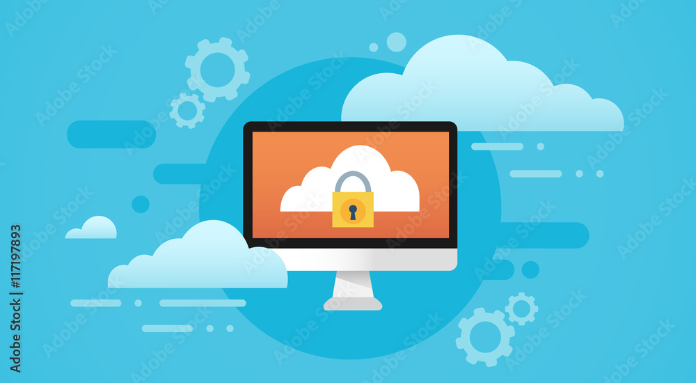 Poster computer cloud database lock screen data privacy protection