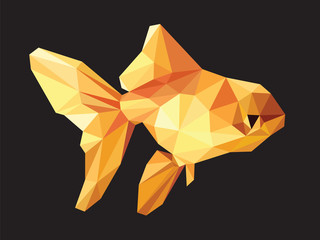 Goldfish low polygon isolated on black