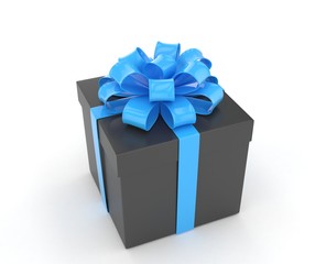 gift box with bows isolated on white. 3d rendering.