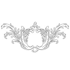 Graphical vintage baroque scroll ornament illustration. Vector.