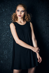 Fototapeta na wymiar girl in black dress