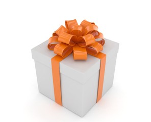 gift box with bows isolated on white. 3d rendering.