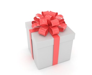 gift box with bows isolated on white. 3d rendering.