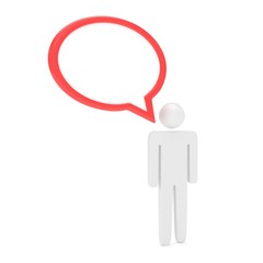 3d man with talk bubbles isolated over a white background. 3d rendering.