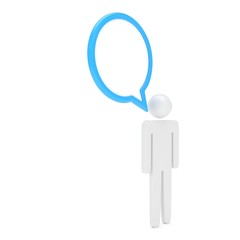 3d man with talk bubbles isolated over a white background. 3d rendering.