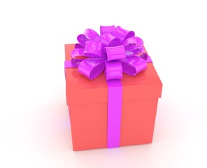gift box with bows isolated on white. 3d rendering.