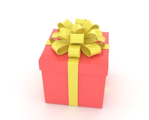 gift box with bows isolated on white. 3d rendering.