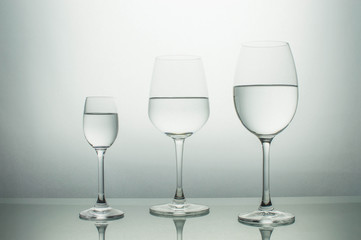 Different types of glasses isolated on a white background