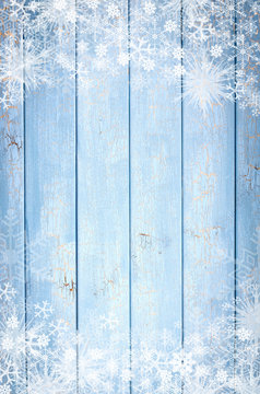 Blue wood winter background
