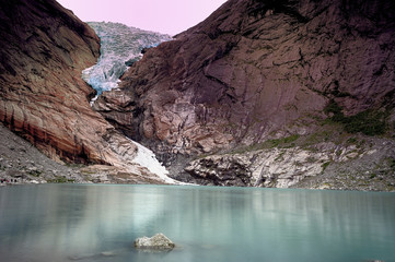 Briksdal glacier reflections