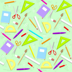 School pattern. Background with school objects. Vector Back to School Illustration