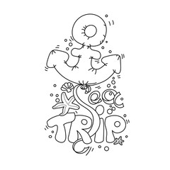 Cartoon doodle lettering Sea Trip