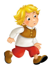 Beautifully colored cartoon character - young man watching something interested - isolated - illustration for children