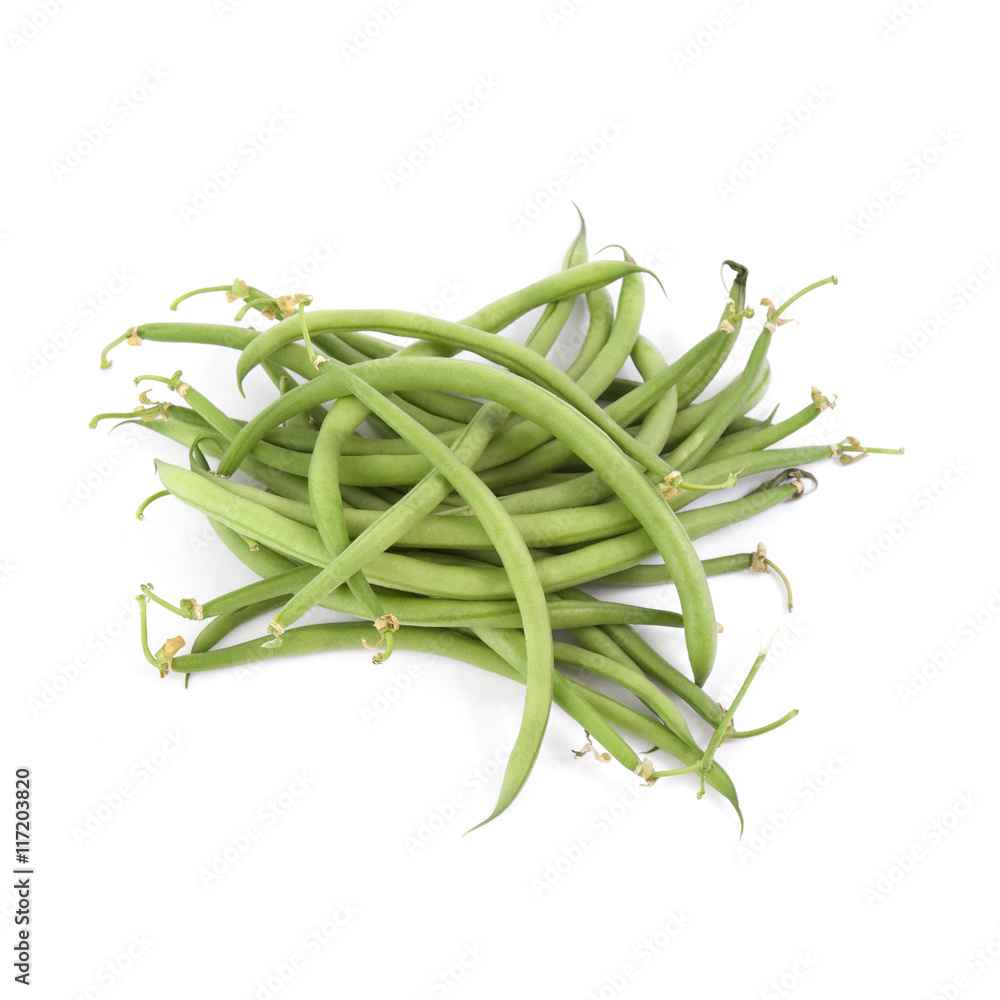 Wall mural Needle green beans isolated