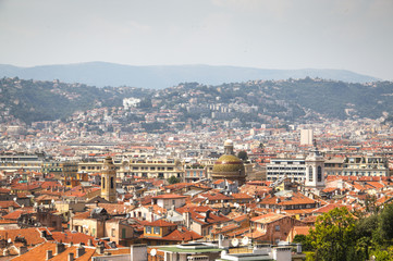 Fototapeta premium Skyline with cathedral in the city of Nice in France 