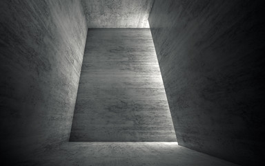 3d Abstract empty gray concrete room interior