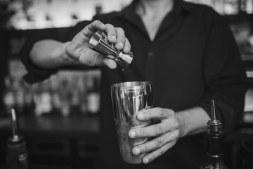 Barman at work in the pub