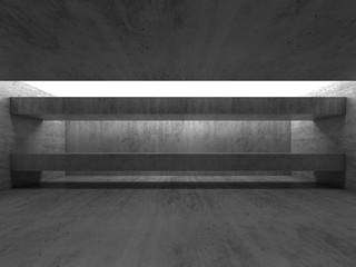 Abstract empty black concrete interior with girders