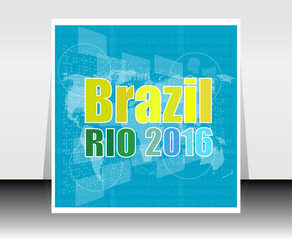 Vector Brazil Rio Summer Games 2016. Flat design graphic clip art abstract illustration.