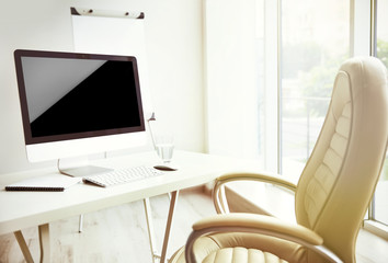 Stylish workplace in office