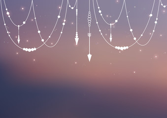 Vector blurred background with boho elements and magic shine. Web banner and background.