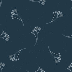 Obraz na płótnie Canvas Vector seamless pattern with hand drawn branch elements. Botanical background. Fabric texture