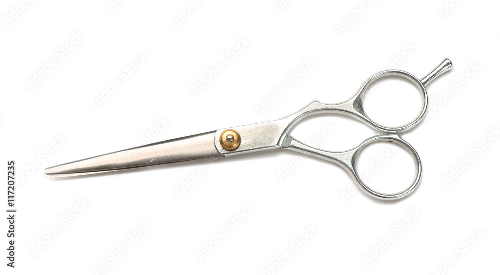 Sticker Barber scissors isolated on white