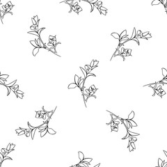 Vector seamless pattern with ink hand drawn herbs. Botanical background. Fabric texture