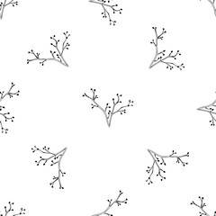 Vector seamless pattern with ink hand drawn herbs. Botanical background. Organic shop pattern.