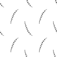 Vector seamless pattern with ink hand drawn herbs. Botanical sketch background. Textile design