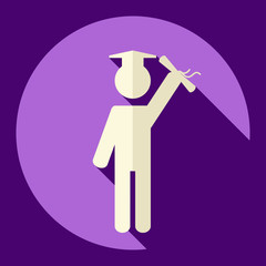 Successful study symbol vector illustration. Graduation stick figure vector illustration.