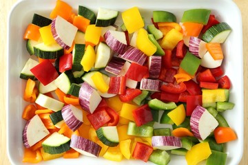 Colored vegetables.