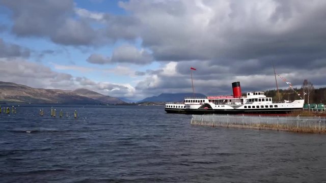 Dramatic time lapse of the paddle steamer at loch lomond Scotland