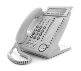 Modern office IP telephone set isolated on the white