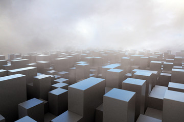 Dark cubes in fog