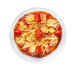 Tasty pizza, isolated on white