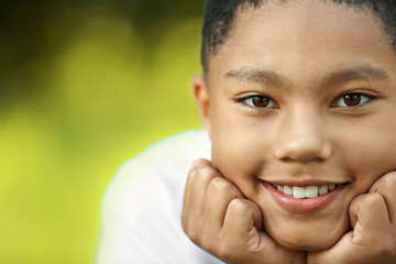 African American boy in park