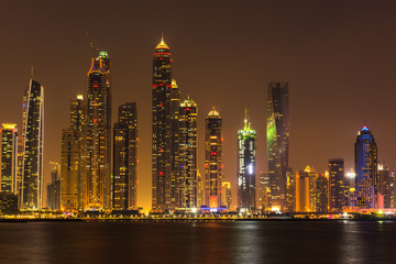Fototapeta na wymiar Night cityscape of Dubai city, UAE
