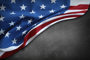 America flag on blackboard