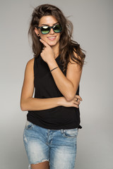 Young smiling woman wear sunglasses