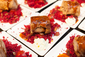 degustations sets of cous cous with meat rolls