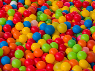 Fototapeta na wymiar Colorful balls in Playground ball swimming pool for kids