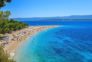 Foto op Canvas View of packed Bol beach on Brac island of Croatia in summer © kityyaya