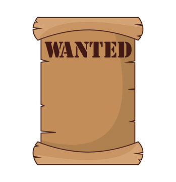 wanted label paper old wild west icon