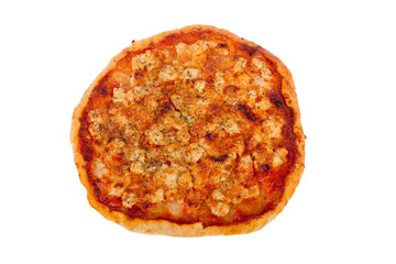 Chicken pizza on white