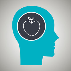 silhouette head apple fruit