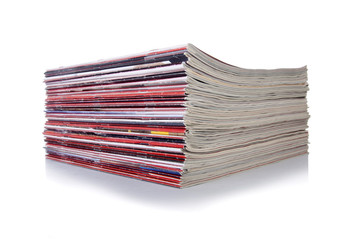 Stack of magazine isolated on the white background