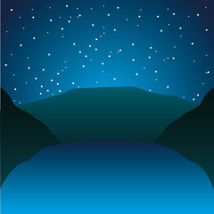 Obraz premium night starry landscape icon